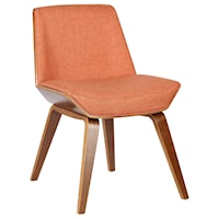 Mid-Century Dining Chair in Walnut Wood and Orange Fabric