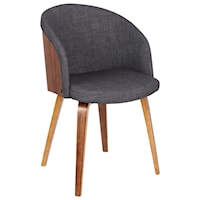 Mid-Century Upholstered Side Chair with Walnut Wood