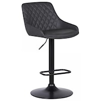 Adjustable Black Barstool with Faux Leather Upholstered Seats