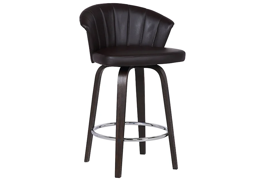 Ashley Wood Back 26" Swivel Faux Leather Stool by Armen Living at Dream Home Interiors