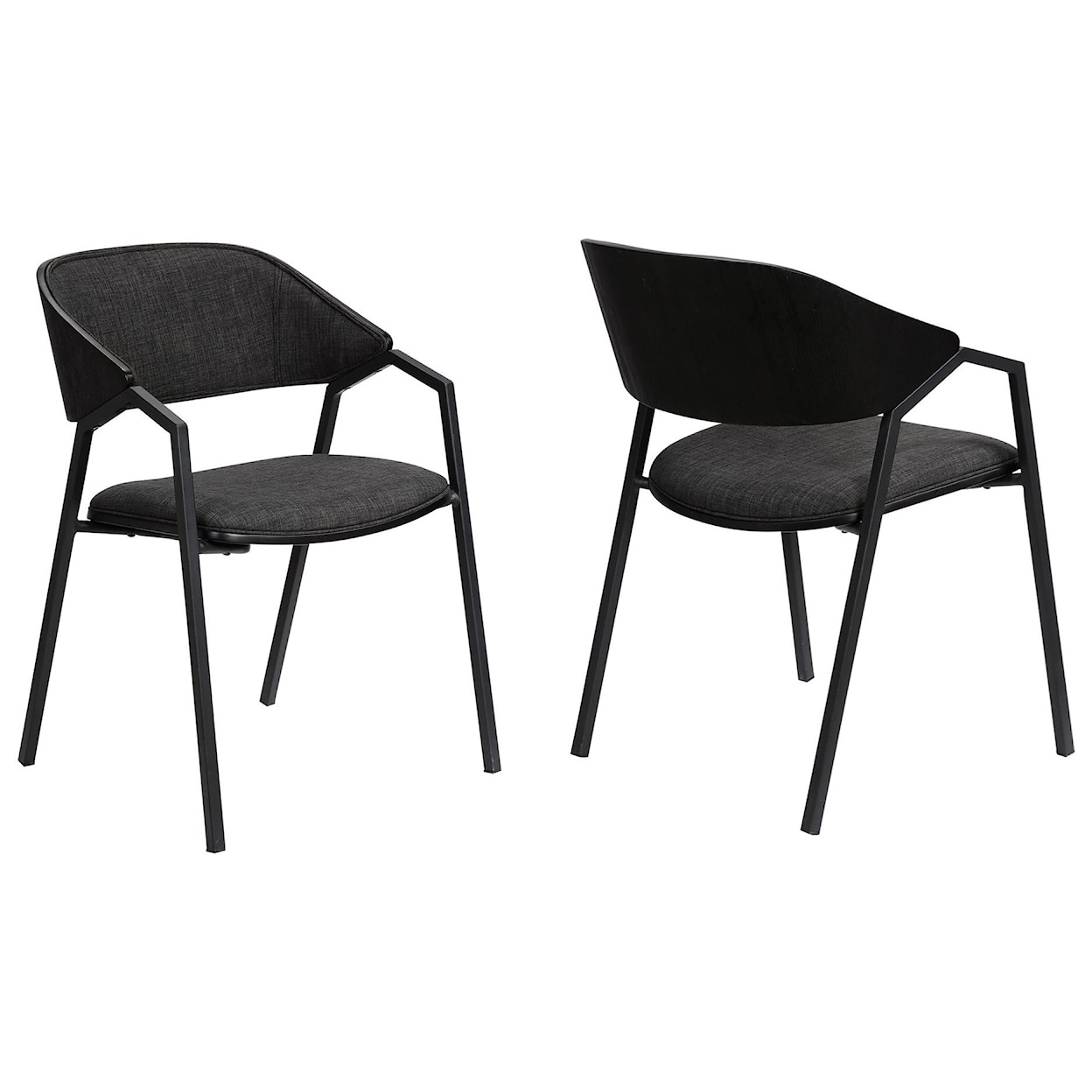 Armen Living Austin Charcoal Modern Dining Accent Chairs Set