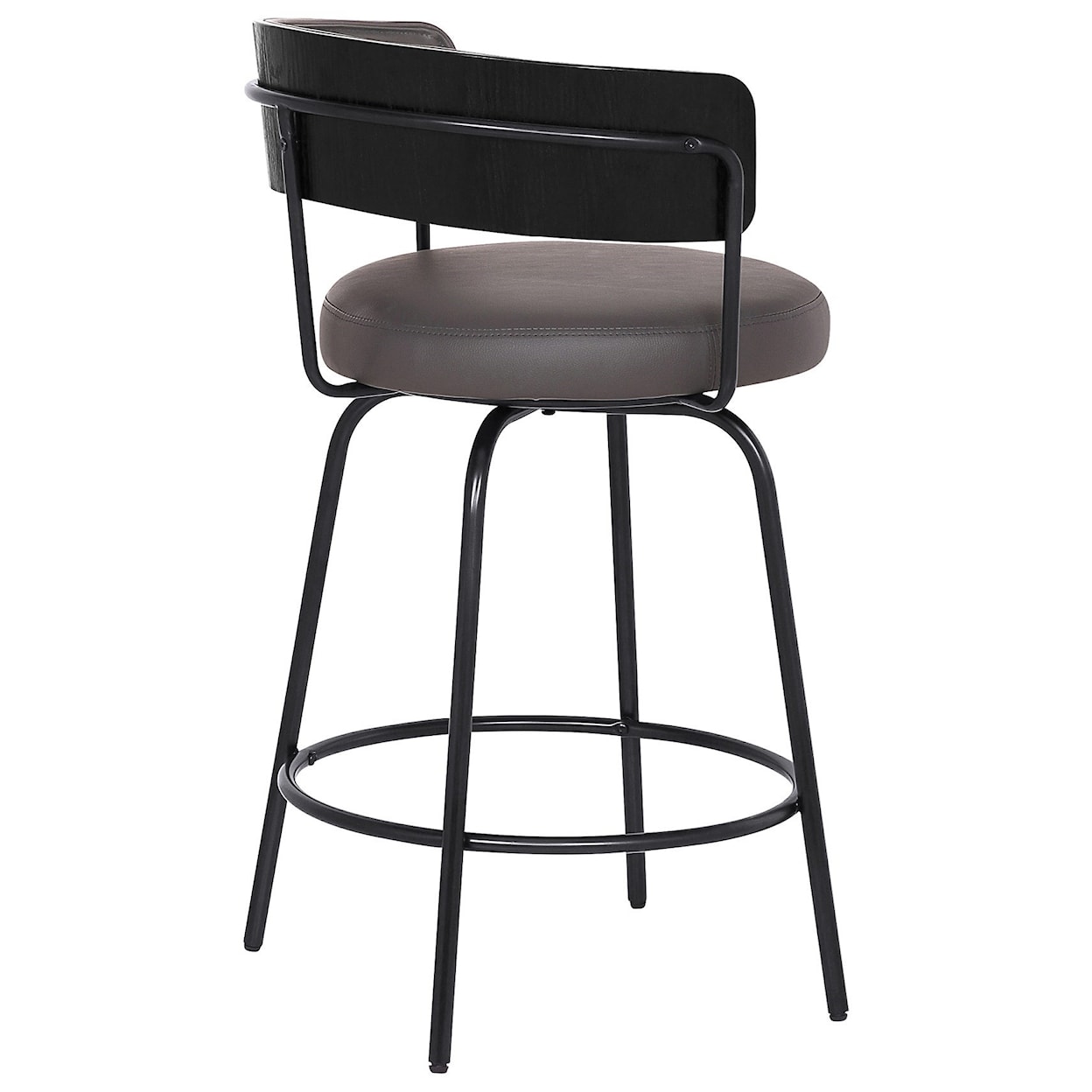 Armen Living Avalon 26" Gray Faux Leather Swivel Barstool