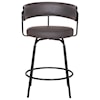 Armen Living Avalon 30" Gray Faux Leather Swivel Barstool