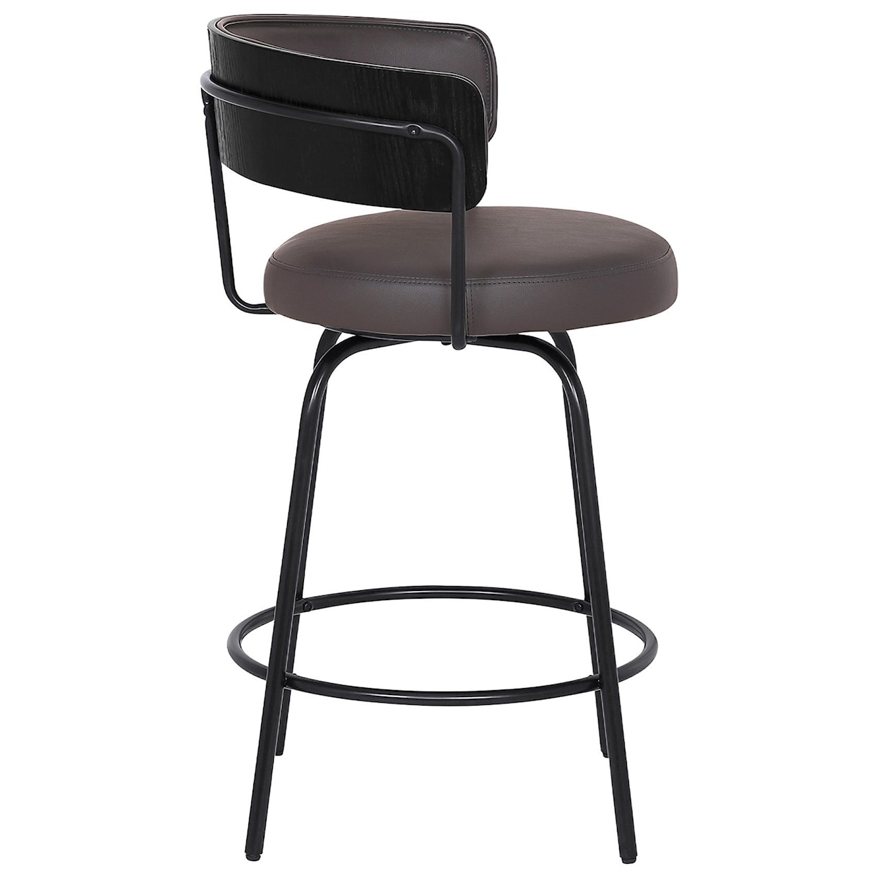 Armen Living Avalon 30" Gray Faux Leather Swivel Barstool