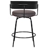 Armen Living Avalon 30" Gray Faux Leather Swivel Barstool