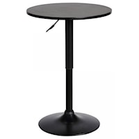 3 Piece Adjustable Pub Table with Black Metal Base and 2 Adjustable Black Barstools with Faux Leather Upholstered Seats
