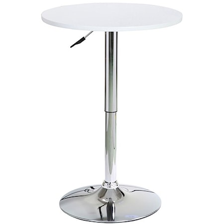Adjustable Pub Table in White and Chrome Met