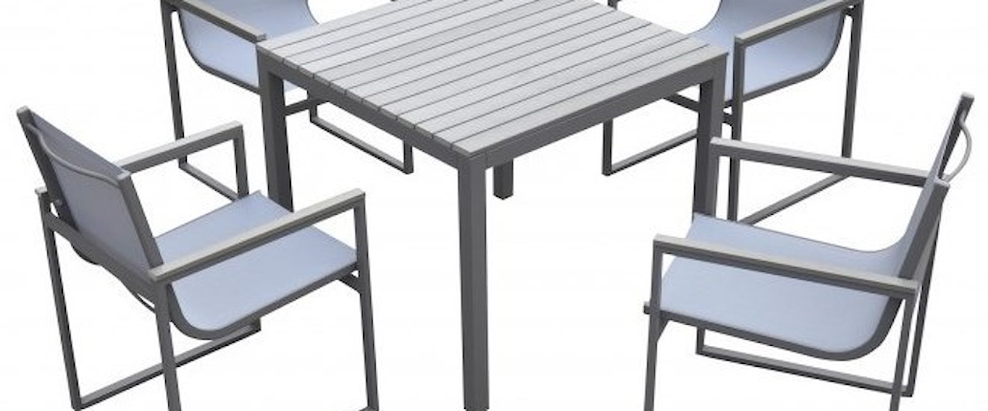 5-Piece Outdoor Dining Set with Grey Powder Coated Finish