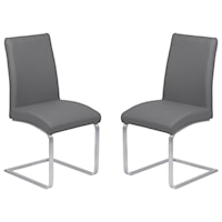 Contemporary Side Chair in Faux Leather with Brushed Stainless Steel Frame