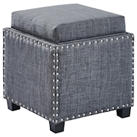 Square Accent Storage Ottoman with Nailheads