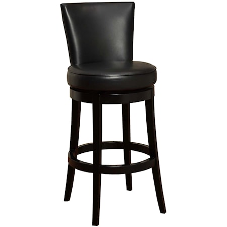 Swivel Barstool In Black Bonded Leather