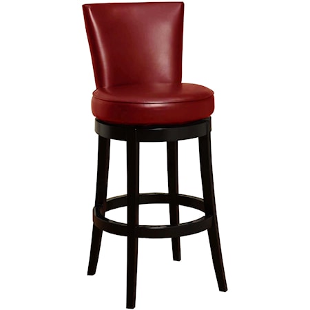 Swivel Barstool In Red Bonded Leather