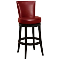 Contemporary Swivel Barstool In Red Bonded Leather