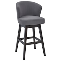 26" Counter Height Wood Swivel Barstool in Espresso Finish with Grey Fabric