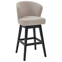 26" Counter Height Wood Swivel Barstool in Espresso Finish with Tan Fabric