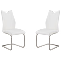 Contemporary Side Chair with Faux Leather and Brushed Stainless Steel Legs