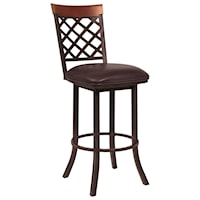 30" Bar Height Barstool in Auburn Bay with Ford Brown Faux Leather and Sedona Wood