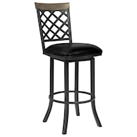 26" Counter Height Barstool in Mineral Finish with Vintage Black Faux Leather and Grey Walnut