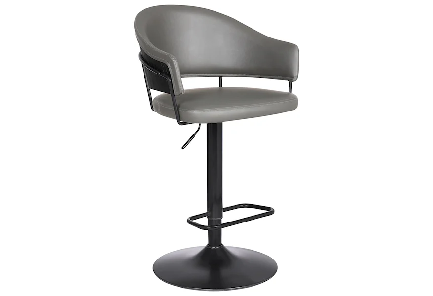 Brody Adjustable Gray Faux Leather Swivel Barstool by Armen Living at Darvin Furniture