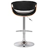 Armen Living Butterfly Adj. Swivel Barstool in Black Faux Leather