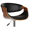 Armen Living Butterfly Adj. Swivel Barstool in Black Faux Leather