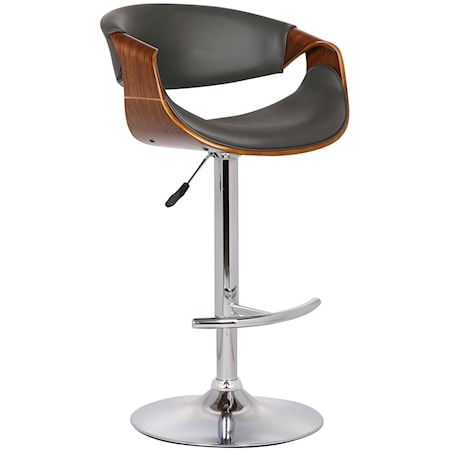 Adj. Swivel Barstool in Gray Faux Leather