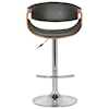 Armen Living Butterfly Adj. Swivel Barstool in Gray Faux Leather