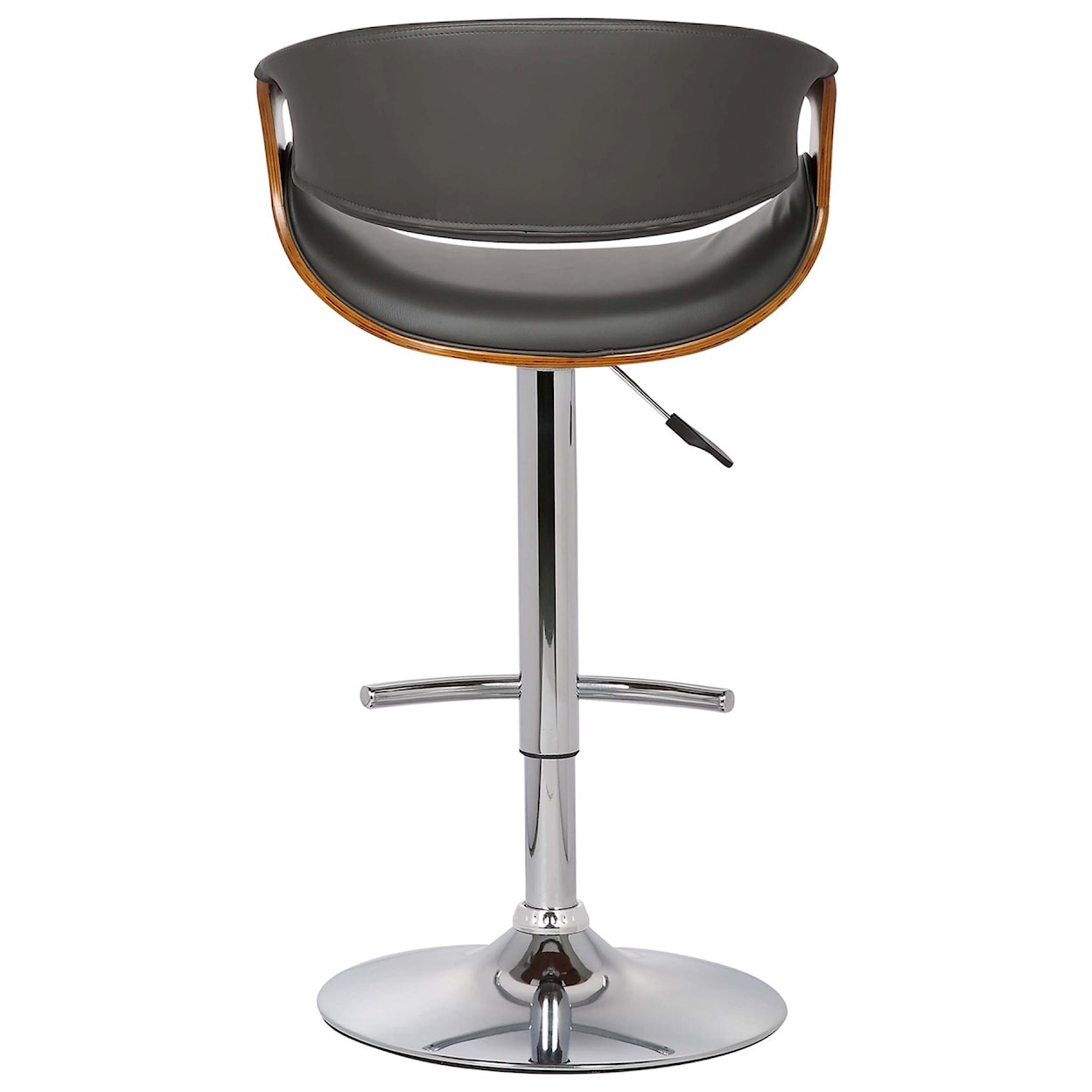 Armen Living Butterfly Adj. Swivel Barstool in Gray Faux Leather