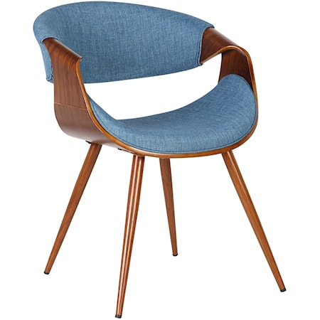 Mid-Century Dining Chair in Blue Fabric