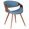Armen Living Butterfly Mid-Century Dining Chair in Blue Fabric