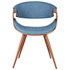 Armen Living Butterfly Mid-Century Dining Chair in Blue Fabric