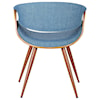 Armen Living Butterfly Mid-Century Dining Chair in Blue Fabric