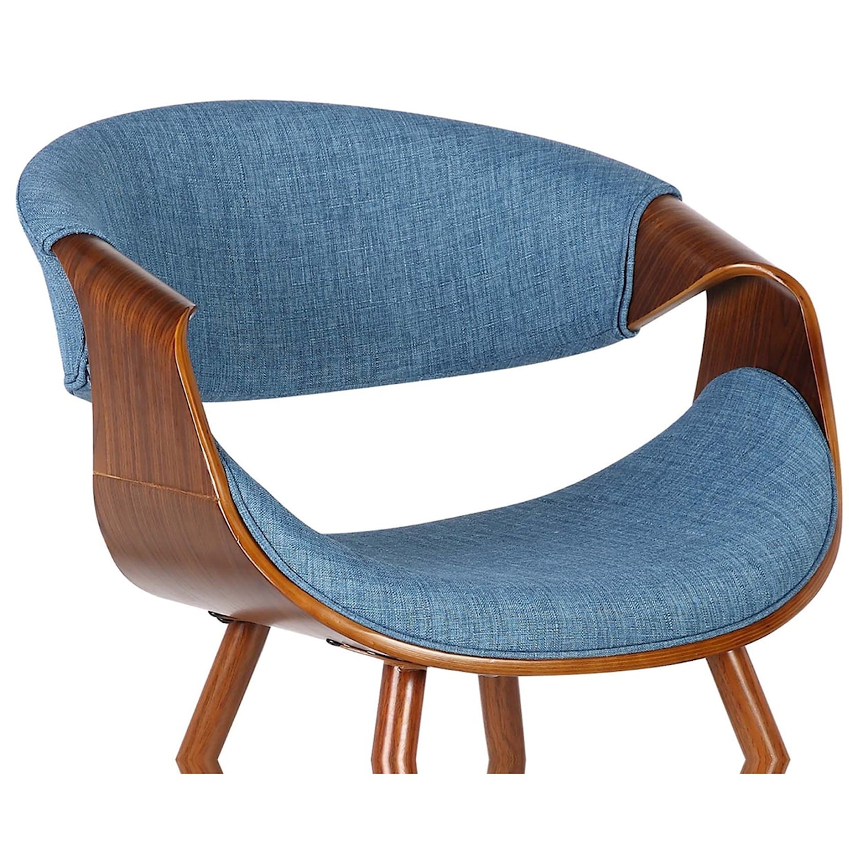 Armen Living Butterfly Mid-Century Dining Chair in Blue Fabric