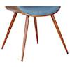 Armen Living Butterfly Mid-Century Dining Chair in Blue Fabric