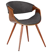 Mid-Century Dining Chair in Walnut Finish and Charcoal Fabric