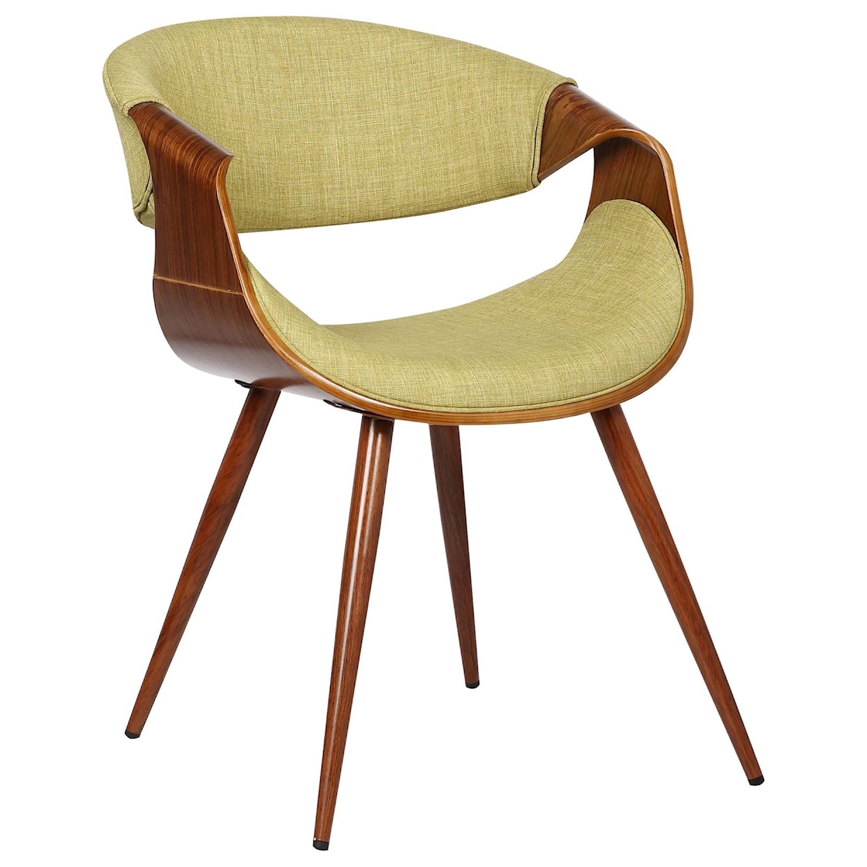 Armen Living Butterfly  Mid-Century Dining Chair in Green Fabric