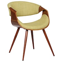  Butterfly Mid-Century Dining Chair in Walnut Finish and Green Fabric