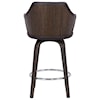 Armen Living Camden 26" Mid-Century Brown Faux Leather Stool