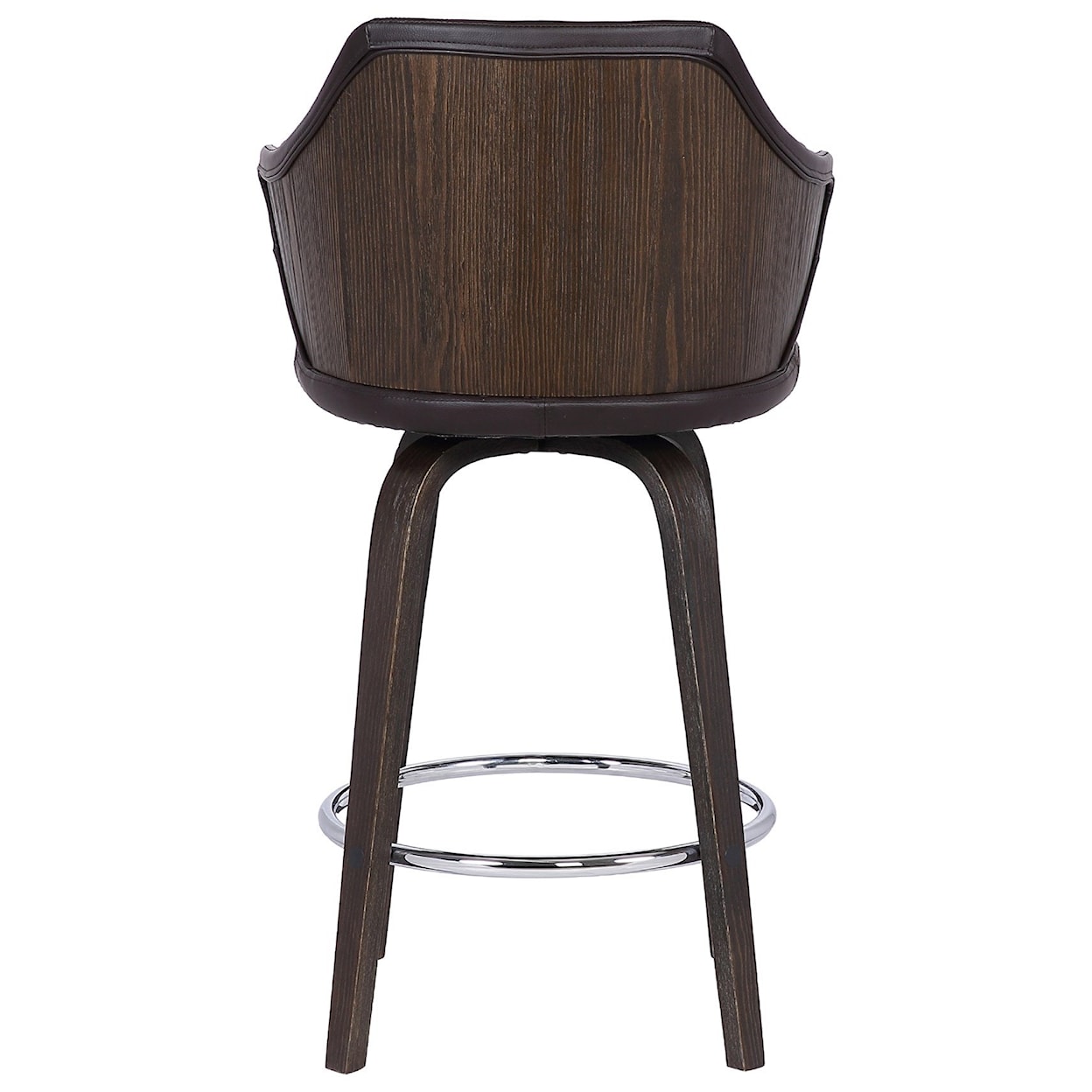 Armen Living Camden 30" Mid-Century Brown Faux Leather Stool
