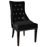 Glam Tufted Velvet Dining Side Chair with Faux Crystal Nailheads