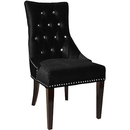 Tufted Velvet Side Chair with Nailhead Trim