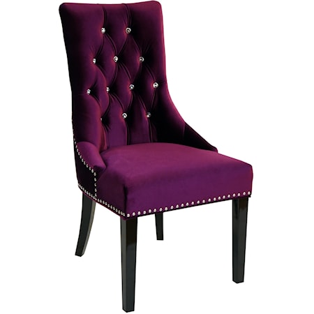Tufted Velvet Side Chair with Nailhead Trim