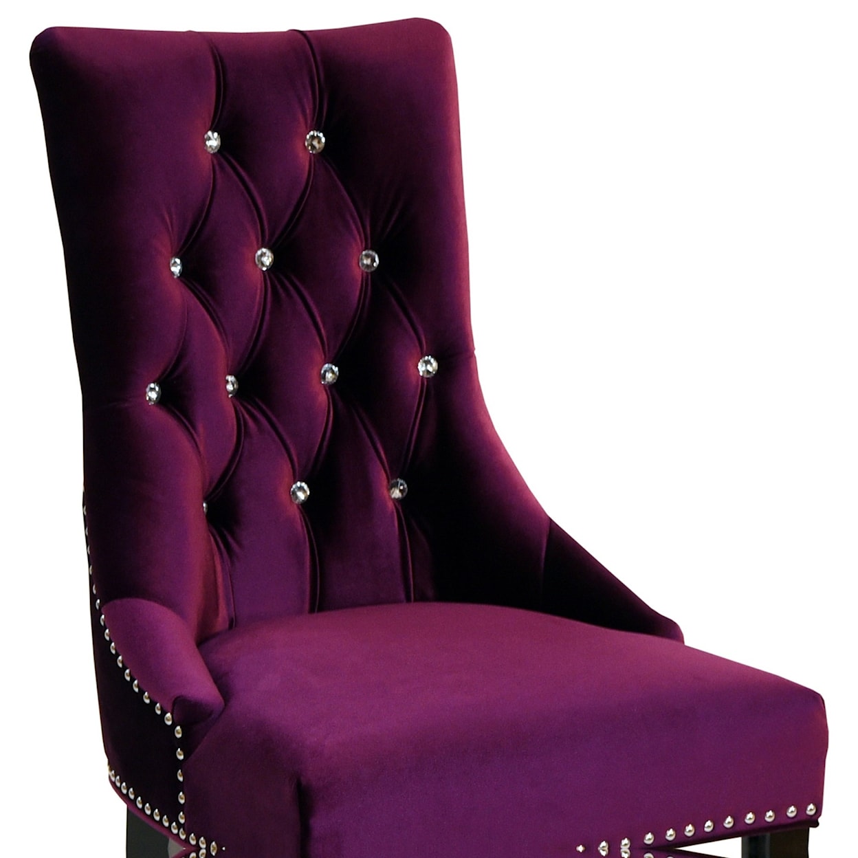 Armen Living Carlyle Tufted Velvet Side Chair with Nailhead Trim