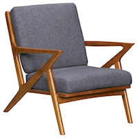 Mid-Century Accent Chair in Champagne Ash Wood Finish and Dark Grey Fabric
