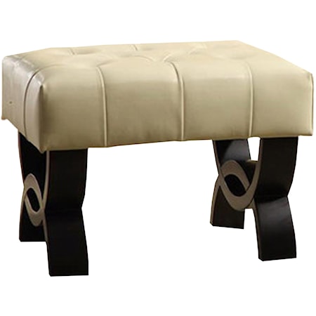 24" Tufted Bonded Leather Ottoman