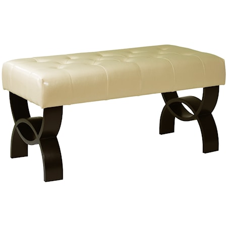 36" Tufted Bonded Leather Ottoman