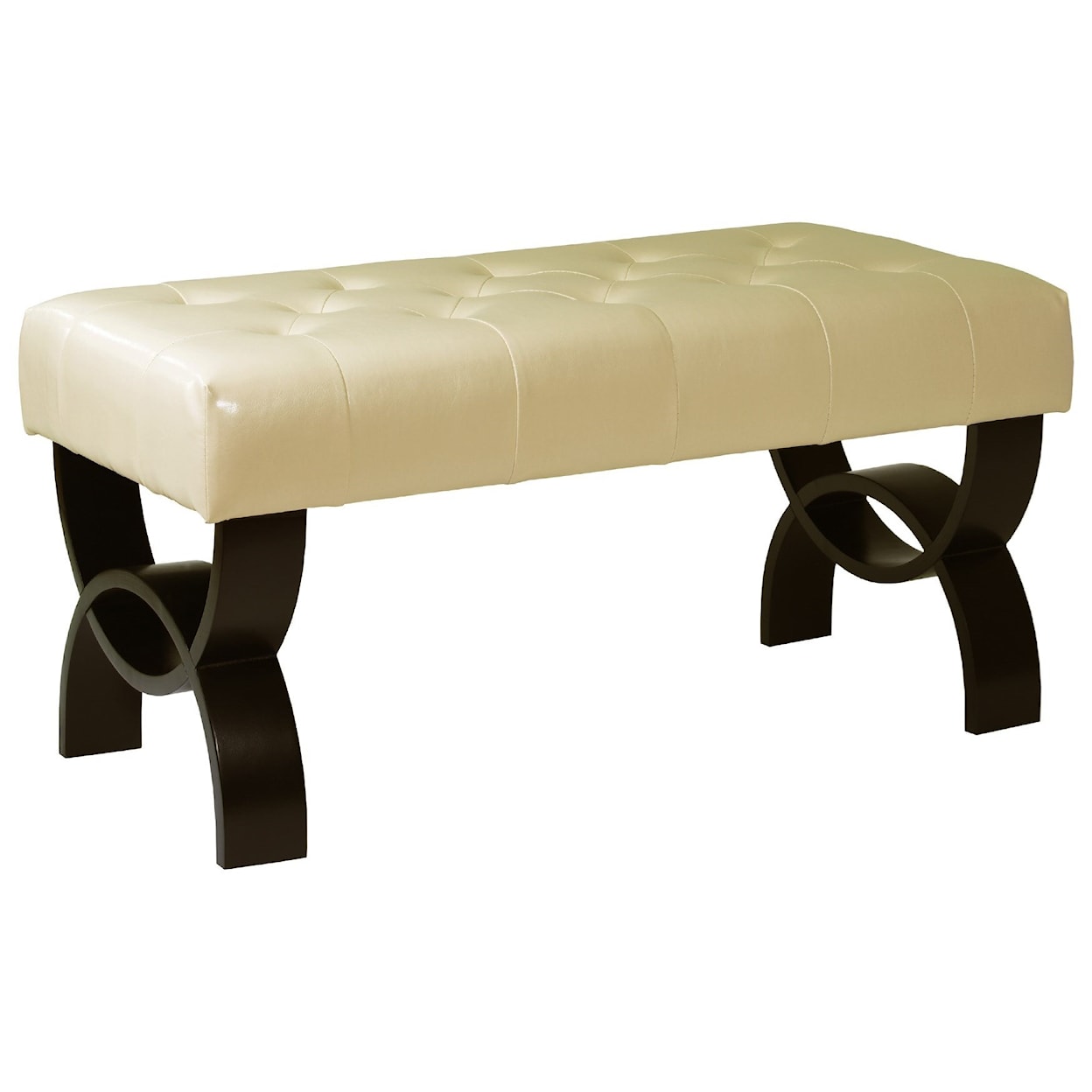 Armen Living Central Park 36" Tufted Bonded Leather Ottoman