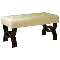 36" Tufted Bonded Leather Ottoman