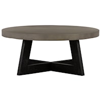 Modern Concrete and Acacia Round Coffee Table