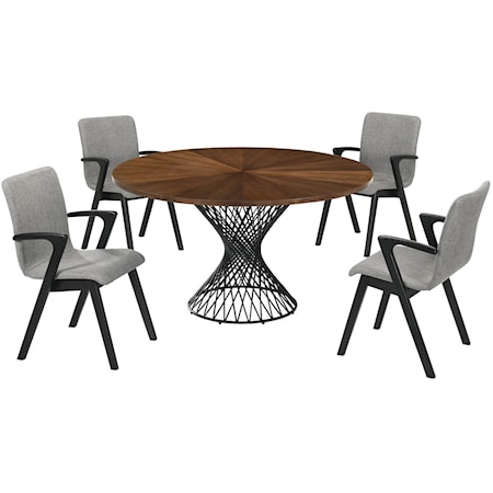 5-Piece Walnut Dining Set